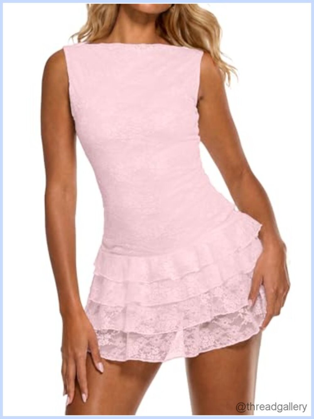 Women's Mini Dress Western Floral Lace Tank Sleeveless Casual